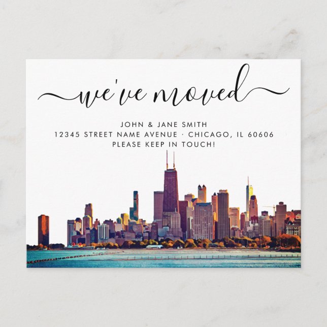 Chicago Flytta Announcement Postcard Meddelande Vykort (Framsida)