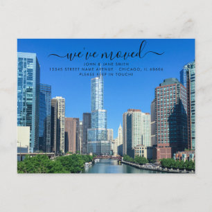 Chicago Flytta Announcement Postcard Meddelande Vykort