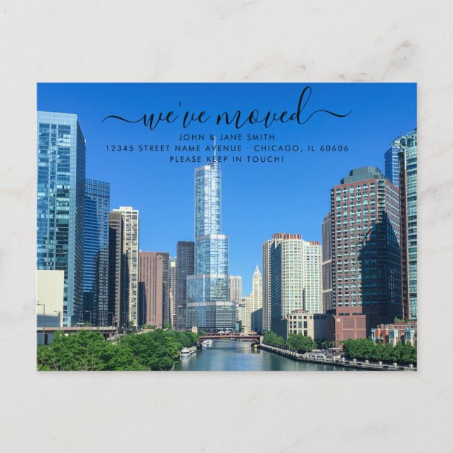 Chicago Flytta Announcement Postcard Meddelande Vykort (Framsida)