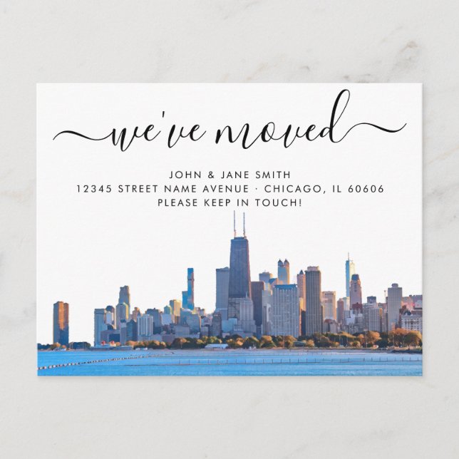 Chicago Flytta Announcement Postcard Meddelande Vykort (Framsida)