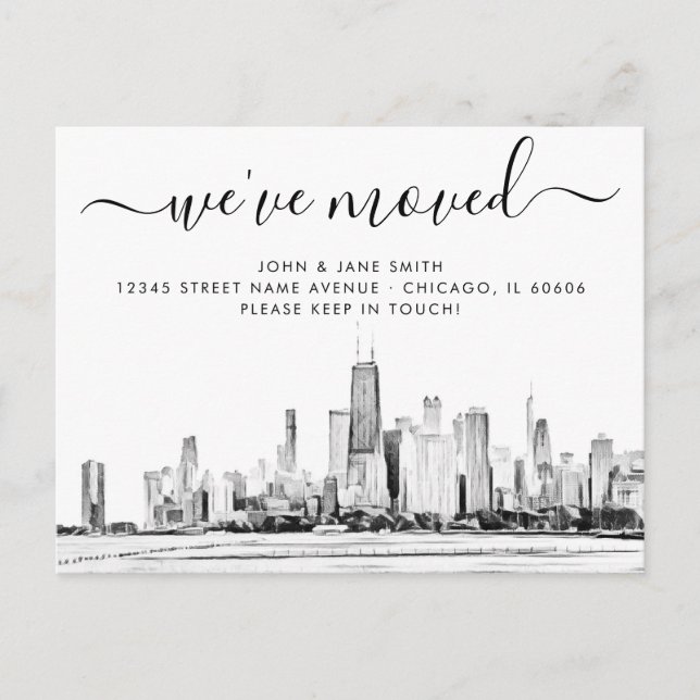 Chicago Flyttningsmeddelande Postkort Meddelande Vykort (Framsida)