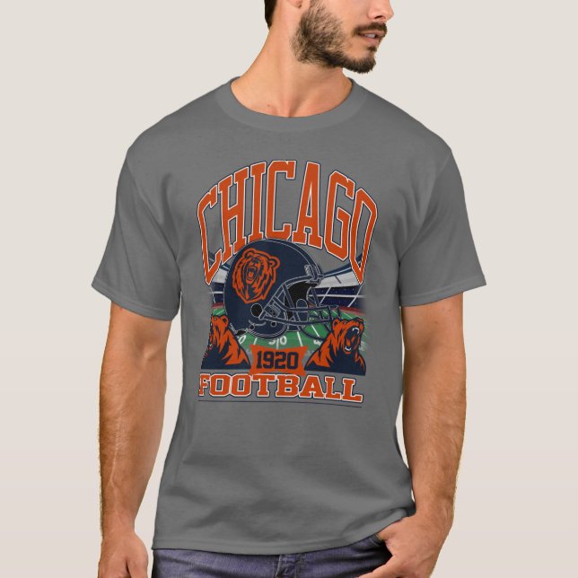 Chicago Football - Vintage Gridiron Legacy v2 T Shirt (Framsida)
