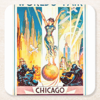 Chicago för vintagevärldsmässa affisch 1933 underlägg papper kvadrat