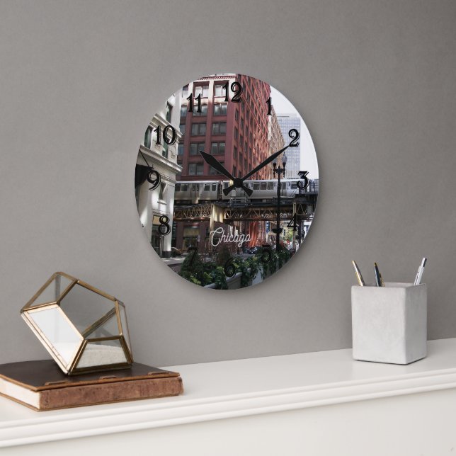 Chicago förhöjd loop-tåg stor klocka (Kontor)