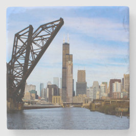 Chicago från floden stenunderlägg