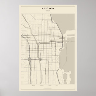 Chicago-gatukartaffisch Poster