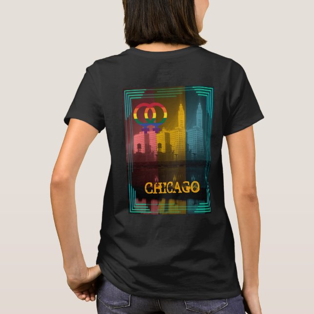 Chicago Gay Lesbisk Interest Rainbow Wrigley bldg Tröja (Baksida)