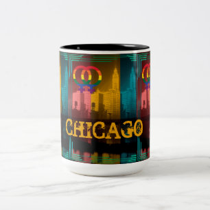 Chicago Gay Lesbisk Interest Rainbow Wrigley Bldg Två-Tonad Mugg