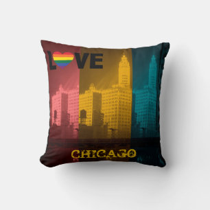 Chicago Gay pride 1930's Wrigley Byggnad Photo Kudde