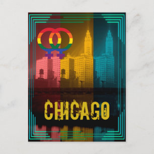 Chicago Gay pride Lesbisk 1930's Wrigley Byggnad Vykort