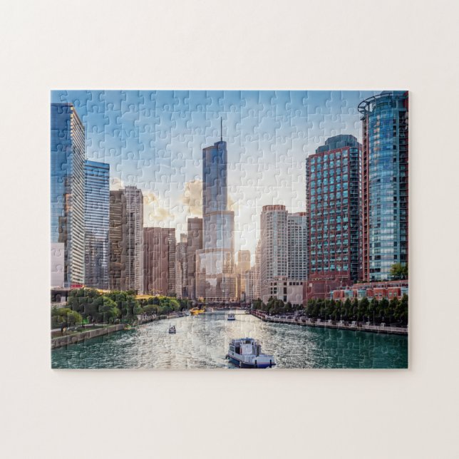 Chicago Getaways City Midwest Chicago Skyline P Pussel (Horisontell)