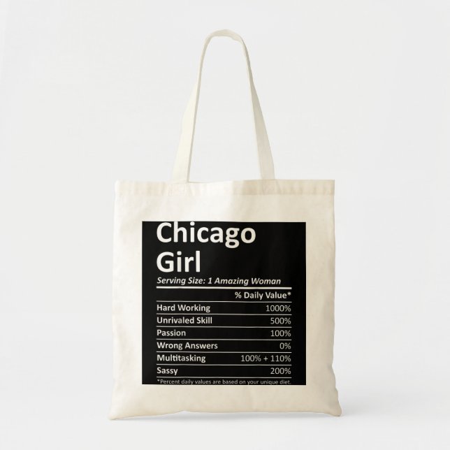 CHICAGO GIRL IL ILLINOIS Funny City Roots USA Tygkasse (Framsidan)
