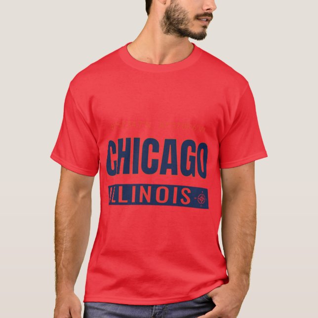 Chicago GPS Coordinates Chi-Town Windy City Souths T Shirt (Framsida)
