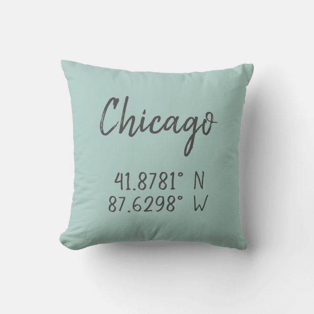 Chicago GPS samordnar Longitud Latitude Kudde (Framsida)