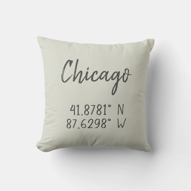 Chicago GPS samordnar Longitud Latitude Kudde (Framsida)