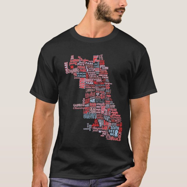 Chicago grannskapkarta t-shirt (Framsida)
