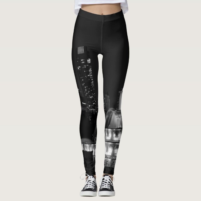 Chicago Grant Park Gråskala Leggings (Framsida)