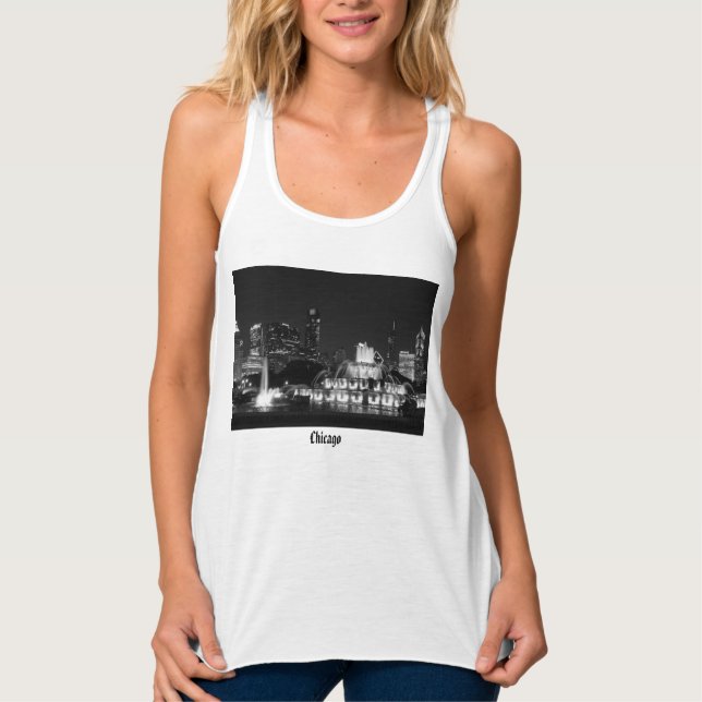 Chicago Grant Park Grayscale Tanktop Linne Med Racerback (Framsida)