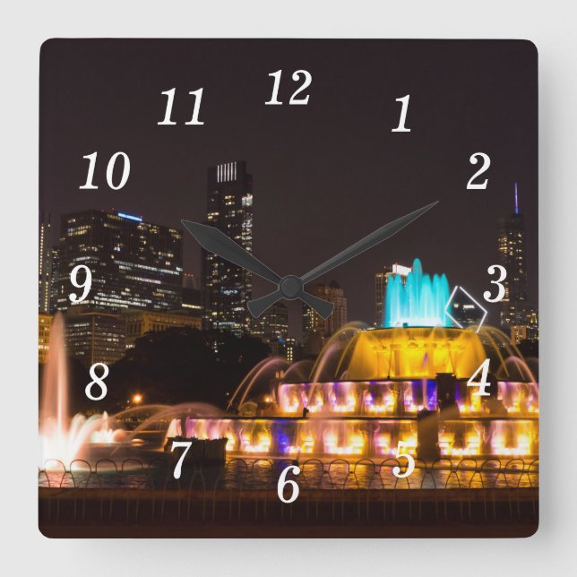 Chicago Grant Park Wall Clock Fyrkantig Klocka (Framsida)