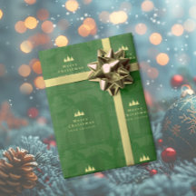 Chicago Green Gold God Jul Inpackningspapper