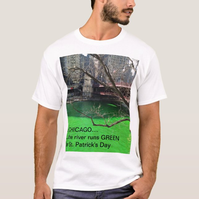 Chicago Green River för Sts Patrick dag Tee Shirt (Framsida)