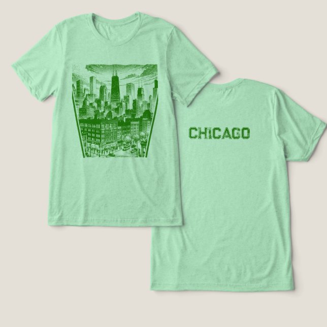 Chicago Grönt Graphic T-Shirt (Design fram och bak)