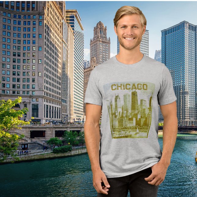 CHICAGO-Grönt Graphic T-Shirt Tri-Blend Shirt (Skapare uppladdad)