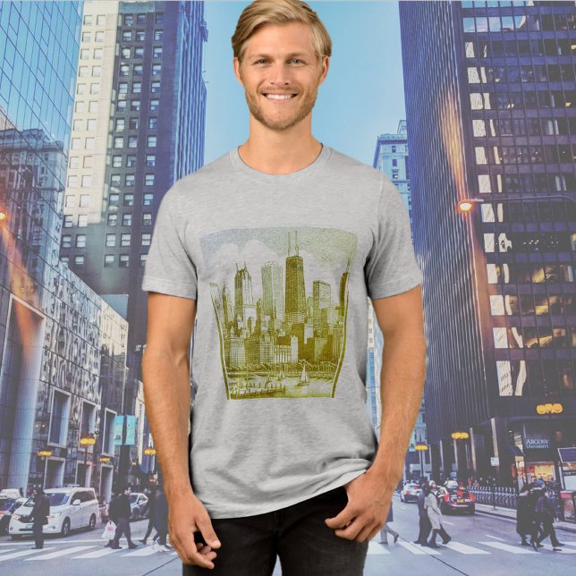Chicago Grönt Graphic T-Shirt Tri-Blend Shirt (Skapare uppladdad)