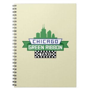 Chicago Grönt Ribbon Taxi Logotyp - Fläkt Art Anteckningsbok