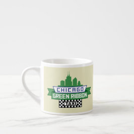 Chicago Grönt Ribbon Taxi Logotyp - Fläkt Art Espressomugg