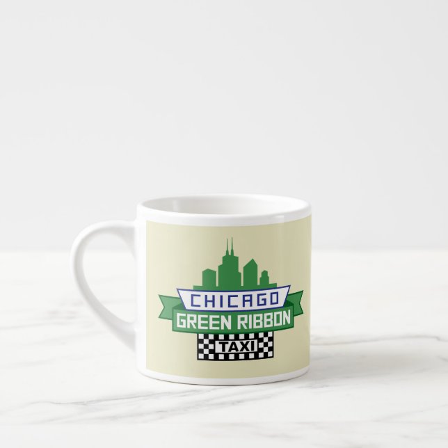 Chicago Grönt Ribbon Taxi Logotyp - Fläkt Art Espressomugg (Vänster)