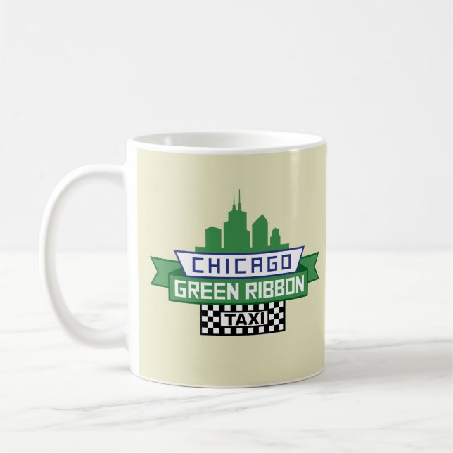 Chicago Grönt Ribbon Taxi Logotyp - Fläkt Art Kaffemugg (Vänster)