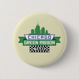 Chicago Grönt Ribbon Taxi Logotyp - Fläkt Art Knapp