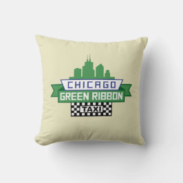 Chicago Grönt Ribbon Taxi Logotyp - Fläkt Art Kudde