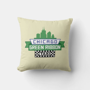 Chicago Grönt Ribbon Taxi Logotyp - Fläkt Art Kudde
