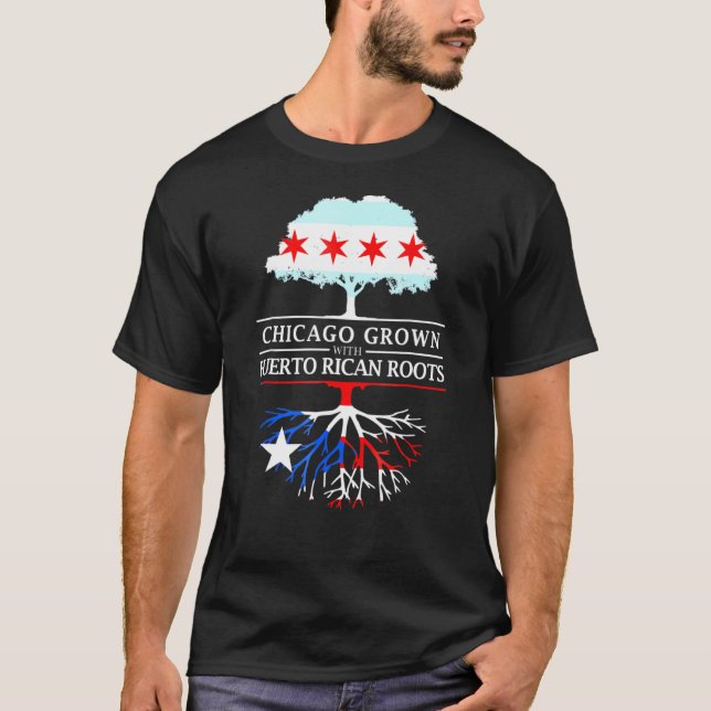 Chicago Grown with Puerto Rican Roots Puerto Rico T Shirt (Framsida)