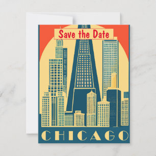 Chicago Gyllene Siluett Sol Inbjudan