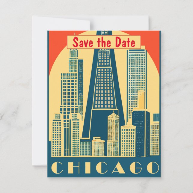 Chicago Gyllene Siluett Sol Inbjudan (Framsida)