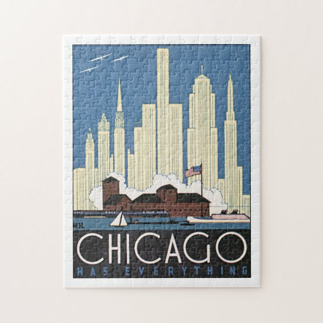 Chicago har allt vintage resoraffischen pussel (Vertikal)