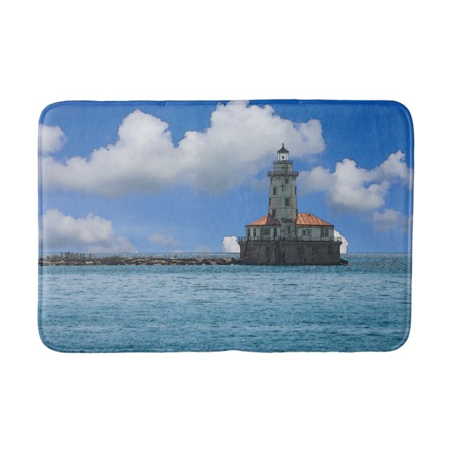 Chicago Harbor Lighthouse Painterly Badrumsmatta (Framsidan)