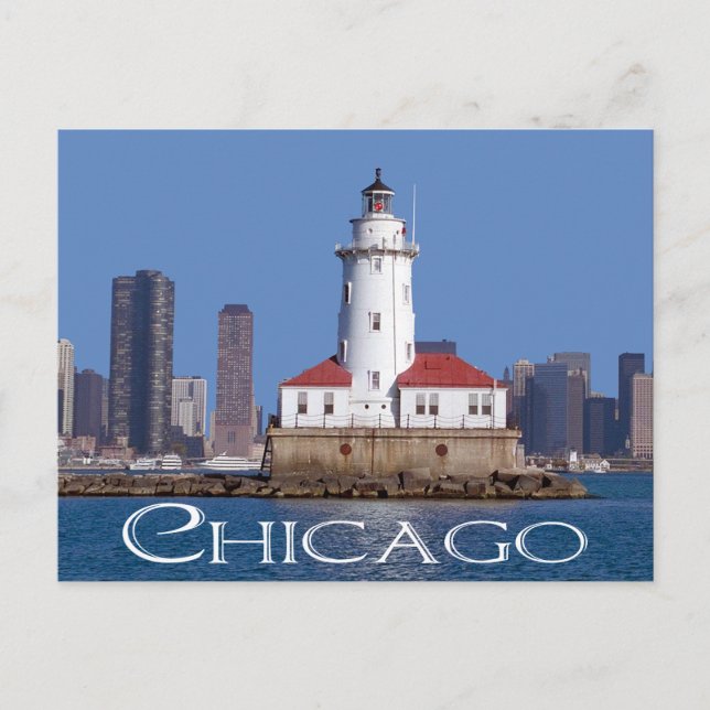 Chicago Harbour Lighthouse, Chicago Illinois USA Vykort (Framsida)