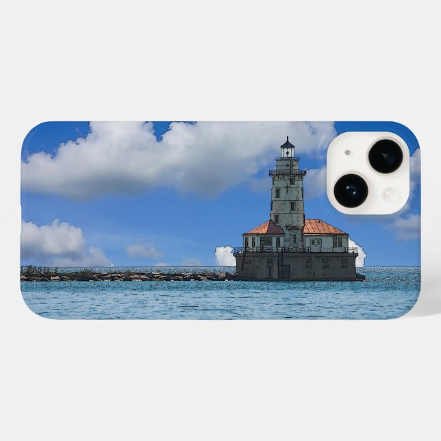 Chicago Harbour Lighthouse Painterly Fodral-Mate i (Baksida (horisontell))