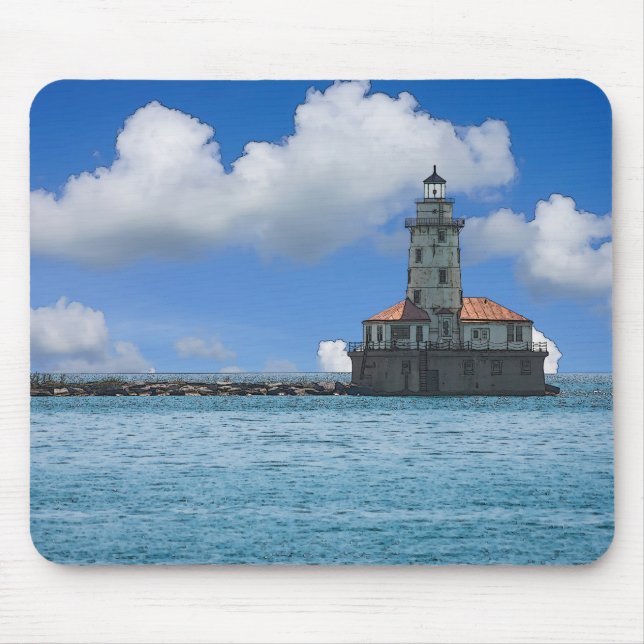 Chicago Harbour Lighthouse Painterly Musmatta (Framsidan)