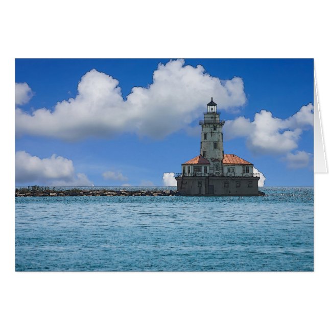 Chicago Harbour Lighthouse Painterly OBS Kort (Framsidan Horizontal)