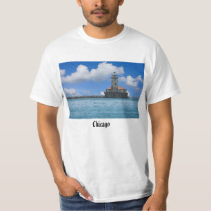 Chicago Harbour Lighthouse Painterly T Shirt