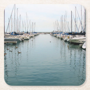 Chicago Harbour - Sailboat - Underläggs Underlägg Papper Kvadrat