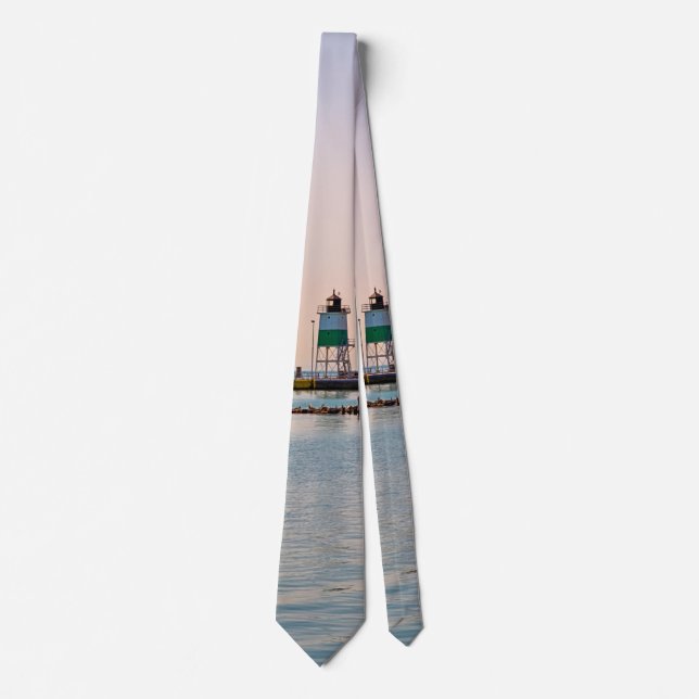Chicago Harbour Southeast Lighthouse Neck Tie Slips (Framsida)