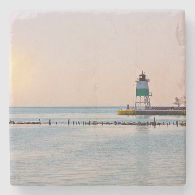 Chicago Harbour Southeast Lighthouse Stenunderlägg (Framsidan)