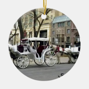 Chicago hästdroska tur julgransprydnad keramik