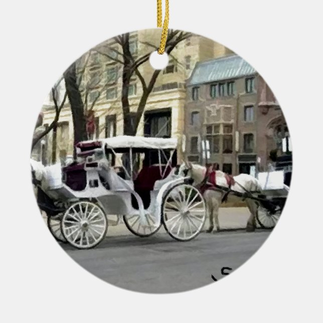 Chicago hästdroska tur julgransprydnad keramik (Framsidan)